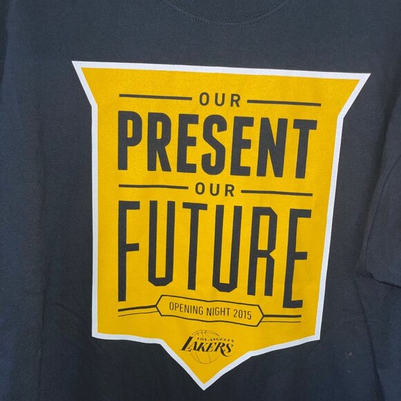 Los Angeles Lakers 2015 Opening Night Mens Size XL Black Cotton Printed T-Shirt - Picture 2 of 7